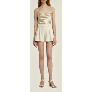 5a7 Cinq a Sept Short Womens Size 14 Crochet Lace Corinna Beige Pleated Elegant